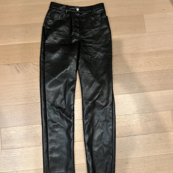 Aritzia Wilfred The Melina Pant - High Waisted Black Vegan Leather - Picture 2 of 4